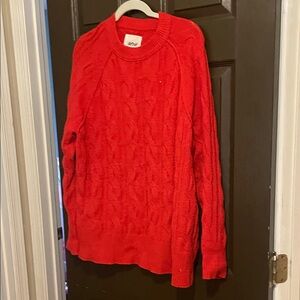 Aerie Vibrant Red Cable Knit Sweater